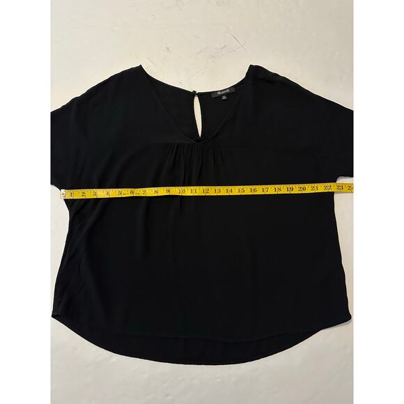 Madewell Women’s Size XXS Rhyme Top V Neck Blouse Black Relaxed Fit Short Sleeve - Picture 5 of 7